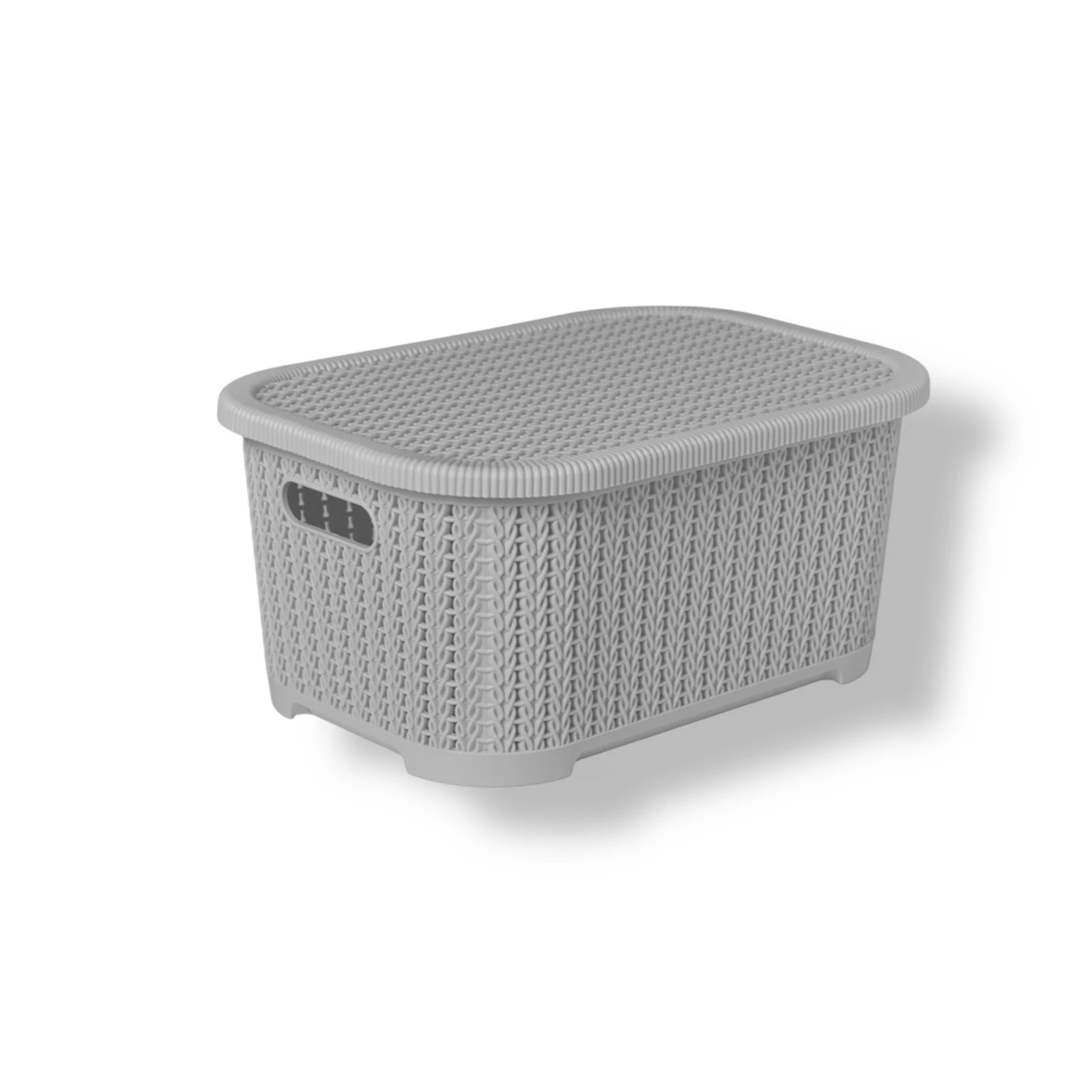 Caja simil ratan chica con tapa