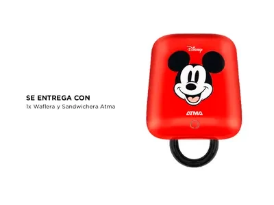 Waflera Sandwichera Atma Eléctrica 2 en 1 Roja Disney 2