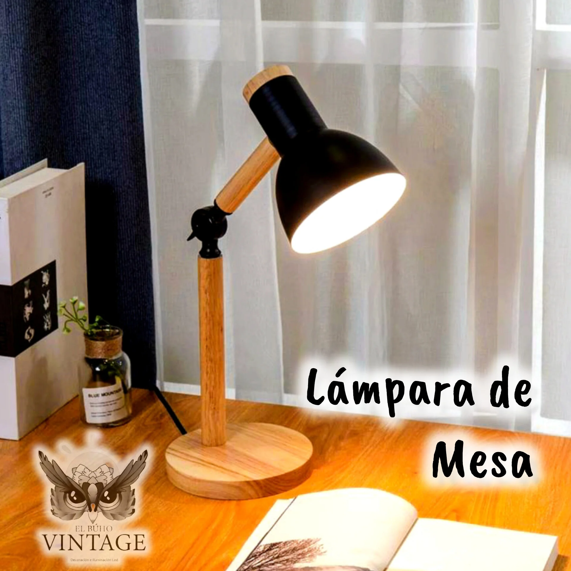Lámpara de Escritorio Tipo Madera  2