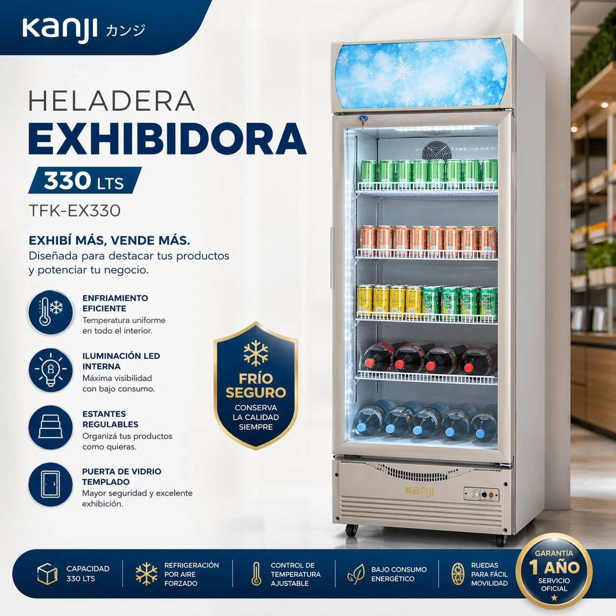 HELADERA EXHIBIDORA KANJI 330 LTS 