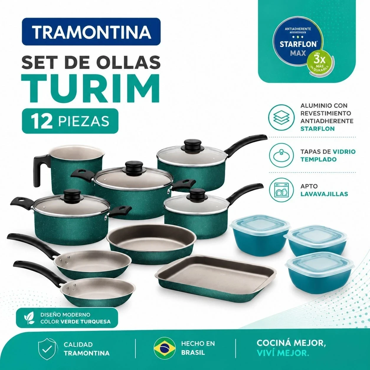 Juego de Ollas Tramontina Turim 12 piezas T27899