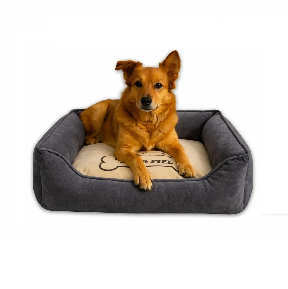 Cama cuadrada de terciopelo talla S
