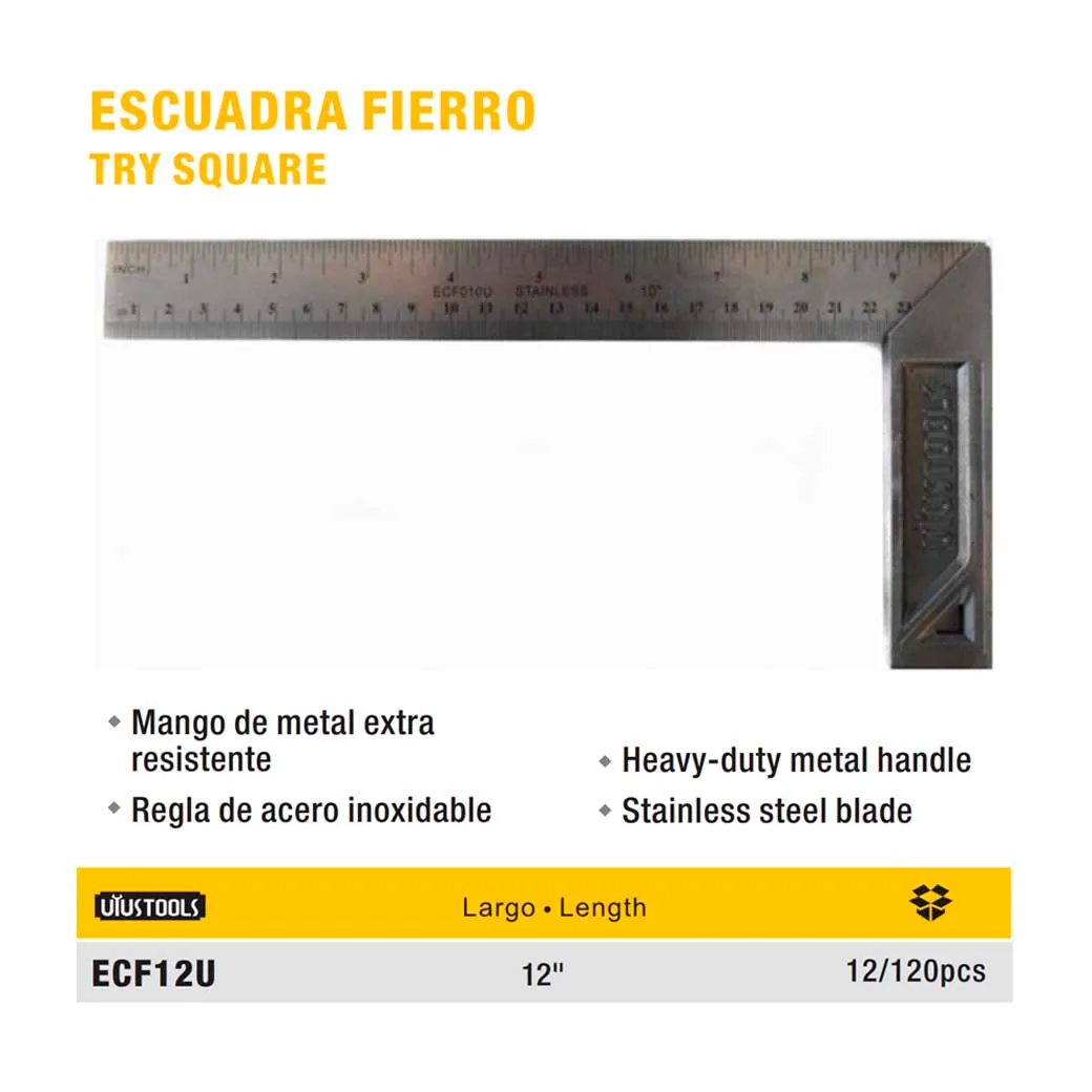 ESCUADRA DE FIERRO UYUST 12" INOX