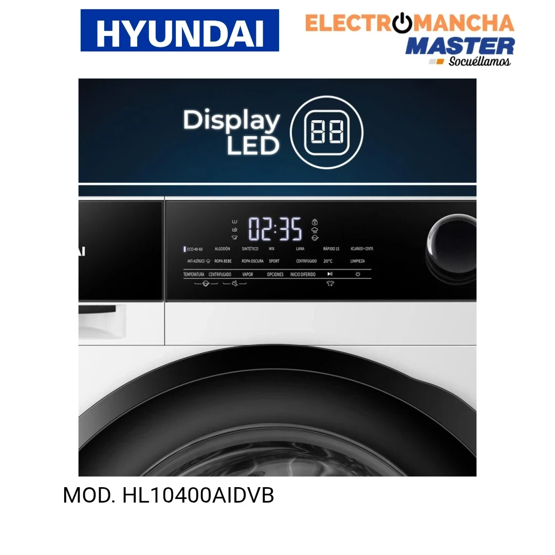 LAVADORA HYUNDAI HL10400AIDVB 10 KILOS 1400 RPM. A  4