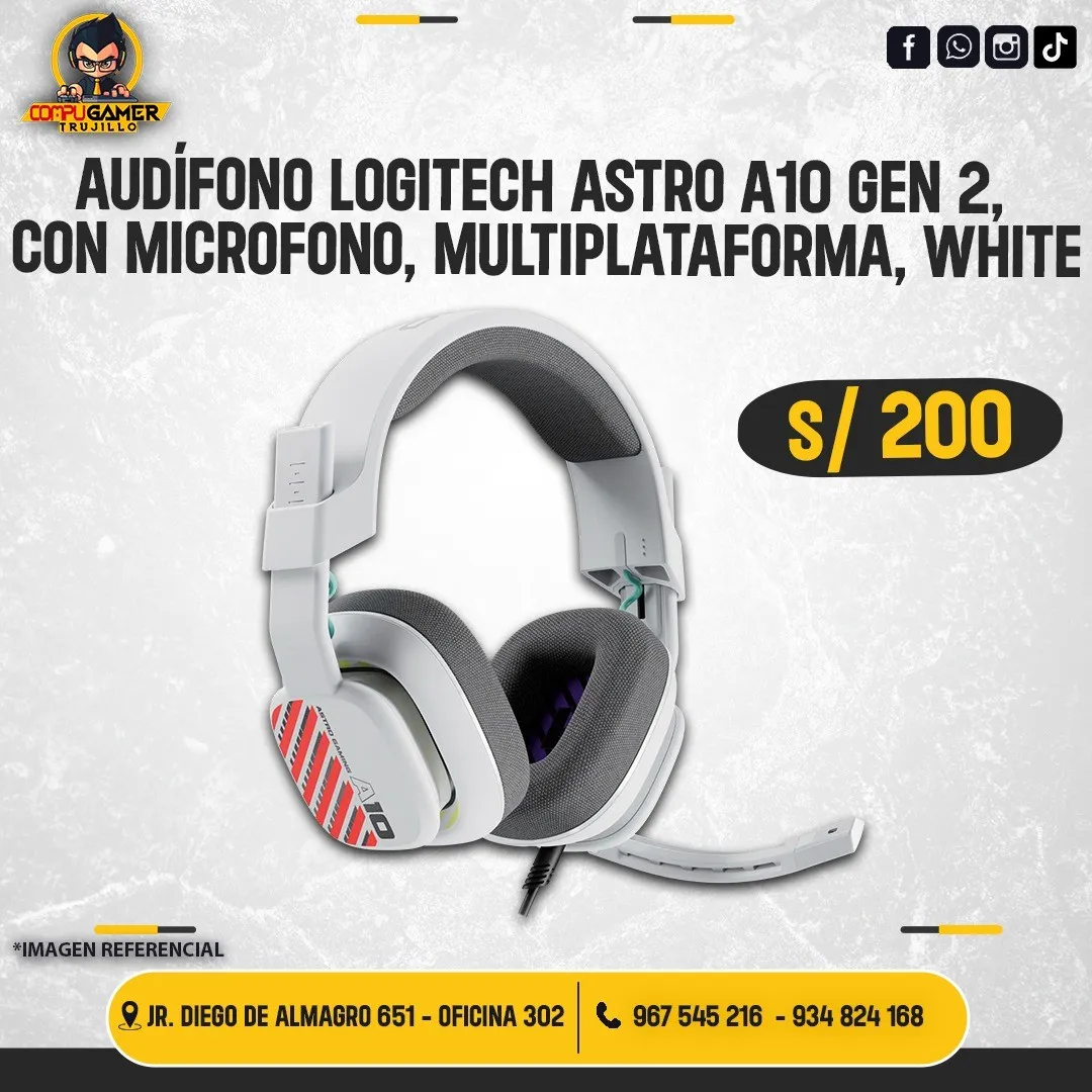 AUDÍFONO LOGITECH ASTRO A10 GEN2, CON MICRÓFONO, MULTIPLATAFORMA, WHITE