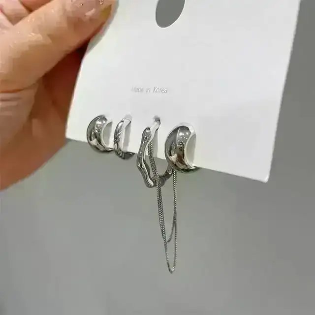 Set x4 Aretes Kiw Plateados REF: J01 2