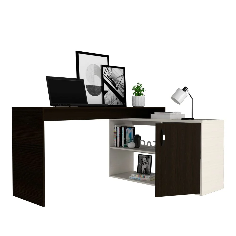 Escritorio L Con Cajones y Librería  8