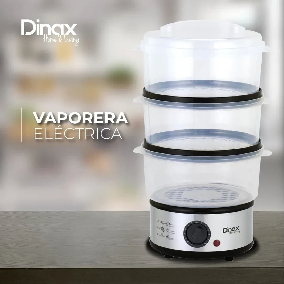 Vaporera Eléctrica 3 Niveles Capacidad 8.5 Litros Manual 800w Plateado 60