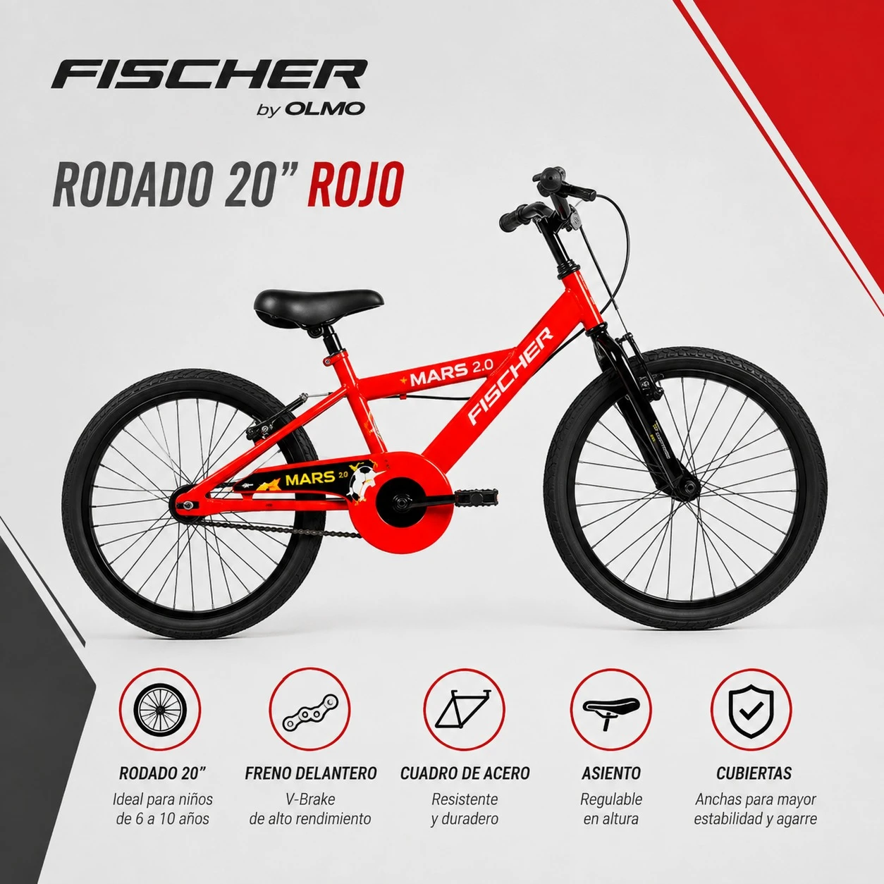 BICICLETAS FISCHER by OLMO – RODADO 20  ROJO