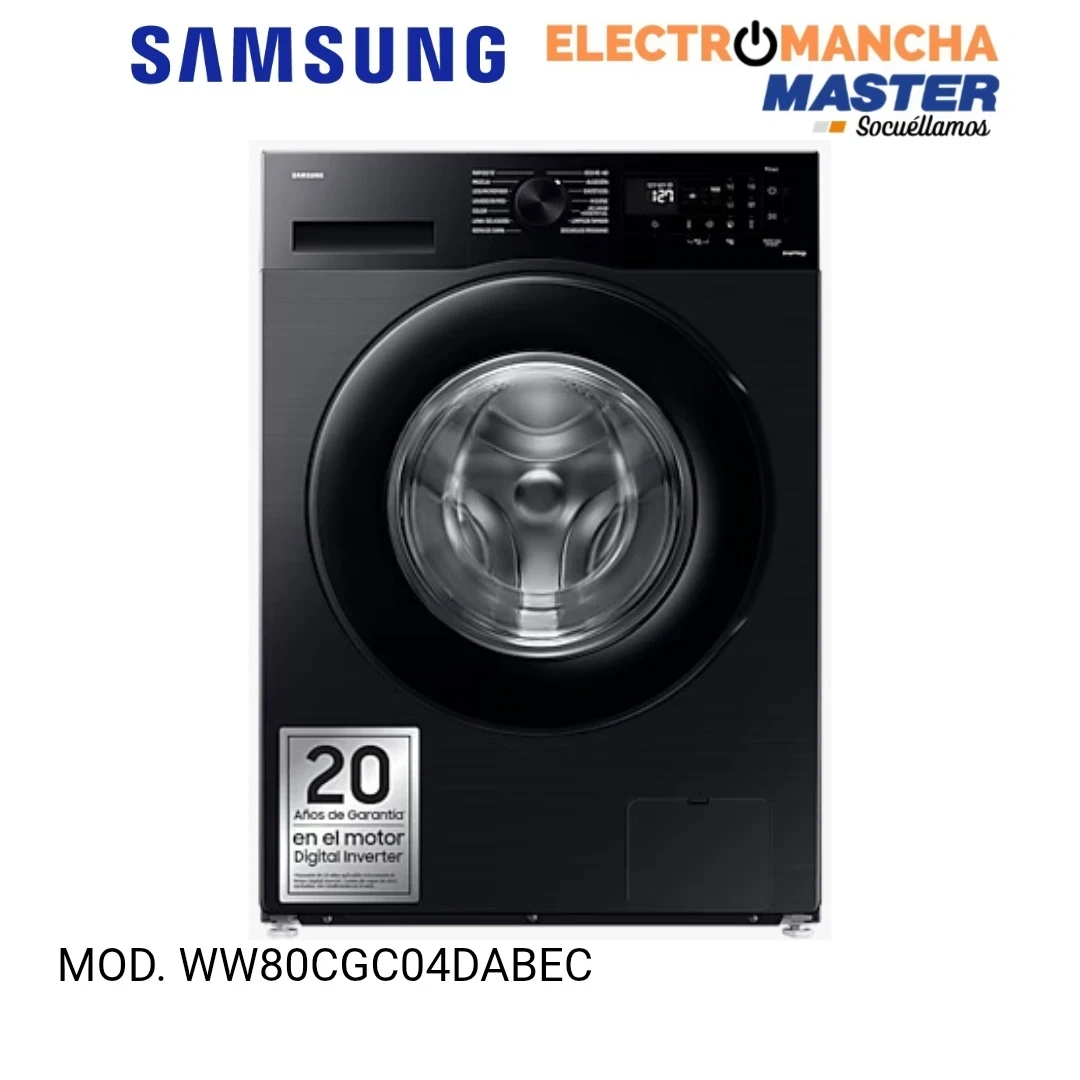 LAVADORA SAMSUNG WW80CGC04DABEC 8 KILOS 1400 RPM A NEGRA