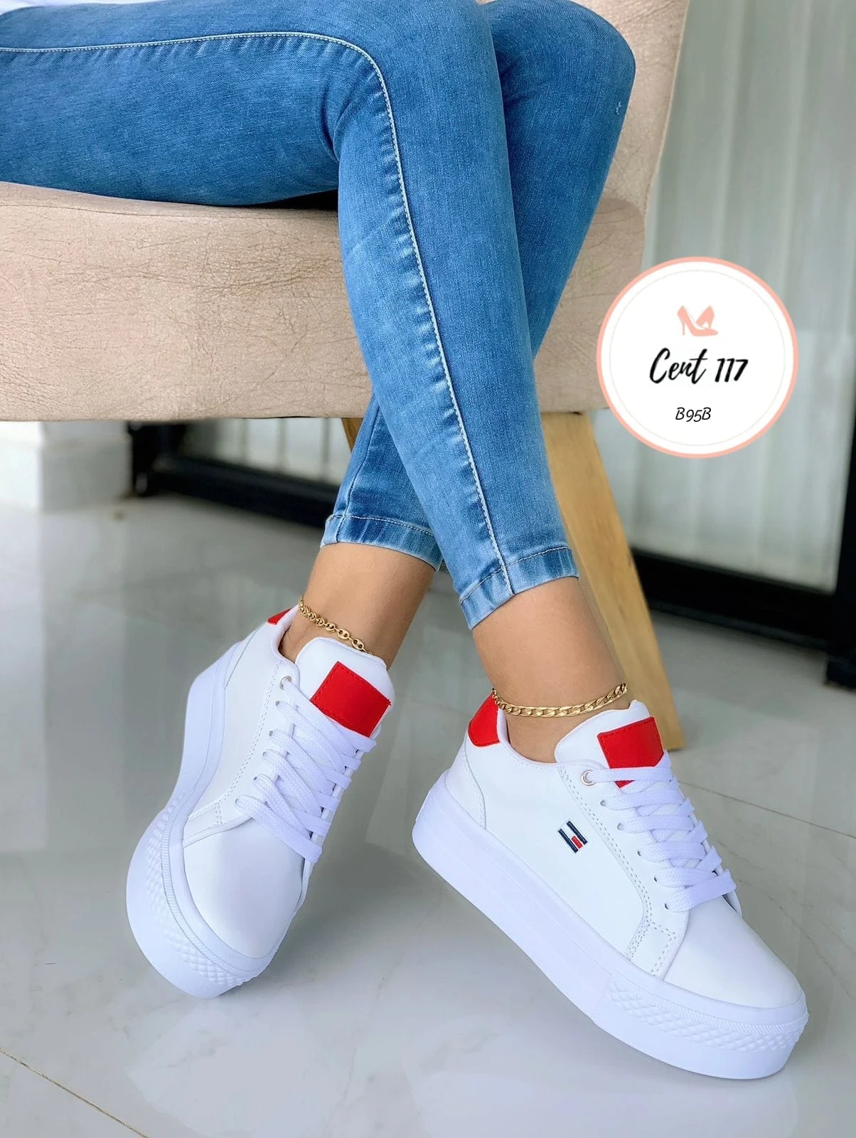 Referencia B95B Blanco Rojo Dama