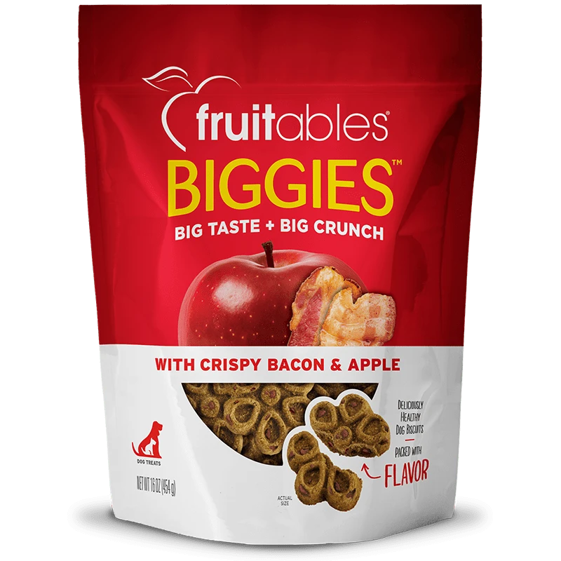 FRUITABLES DOG TREATS BIGGIES BACON & APPLE 16 OZ