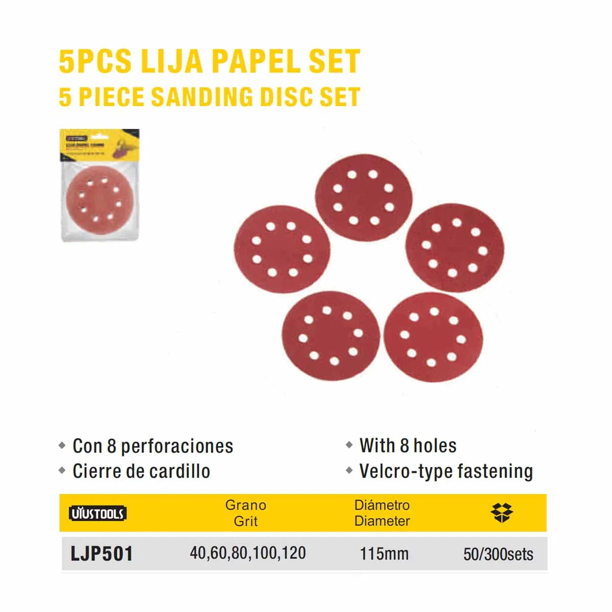 LIJA PAPEL suelto  UYUST 4 1/2" 115 MM (40 60 80 100 120)