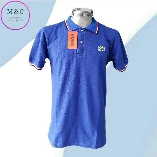Playera Polo Talla G diseño en cuello y mangas 8