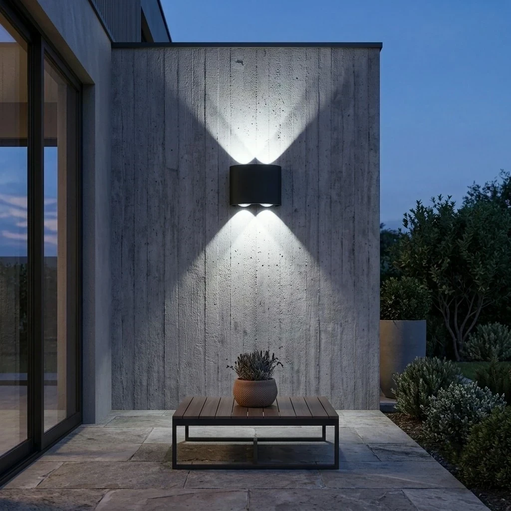 APLIQUE PARED LED DECO NEGRO IP65 PC 4X2W 6500K  3