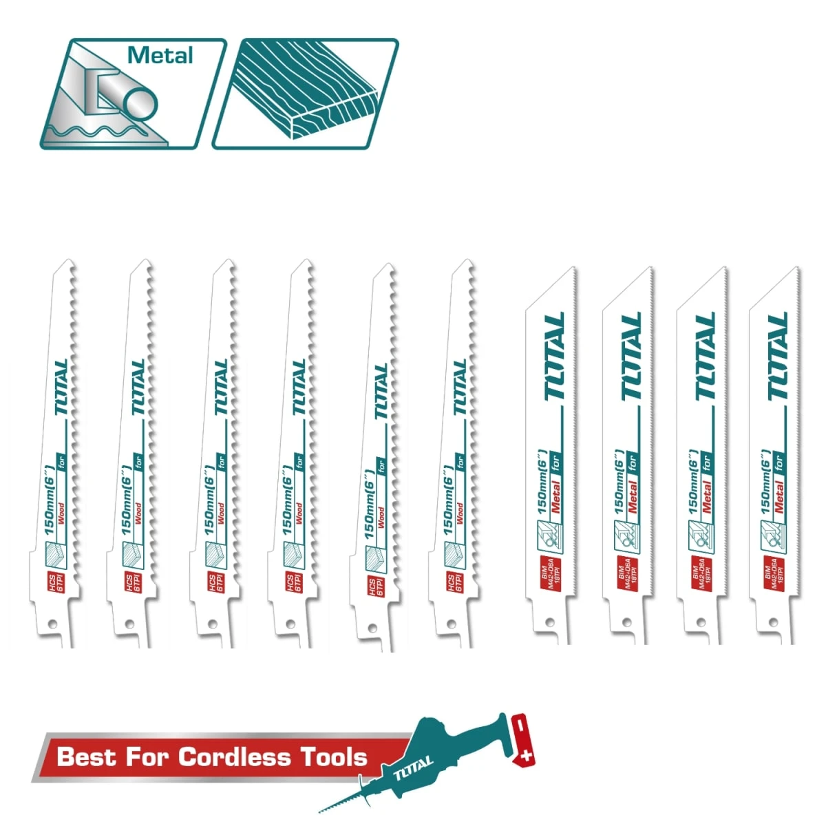 TAC521002 Set de cuchillas para sierra sable 10pc total 4