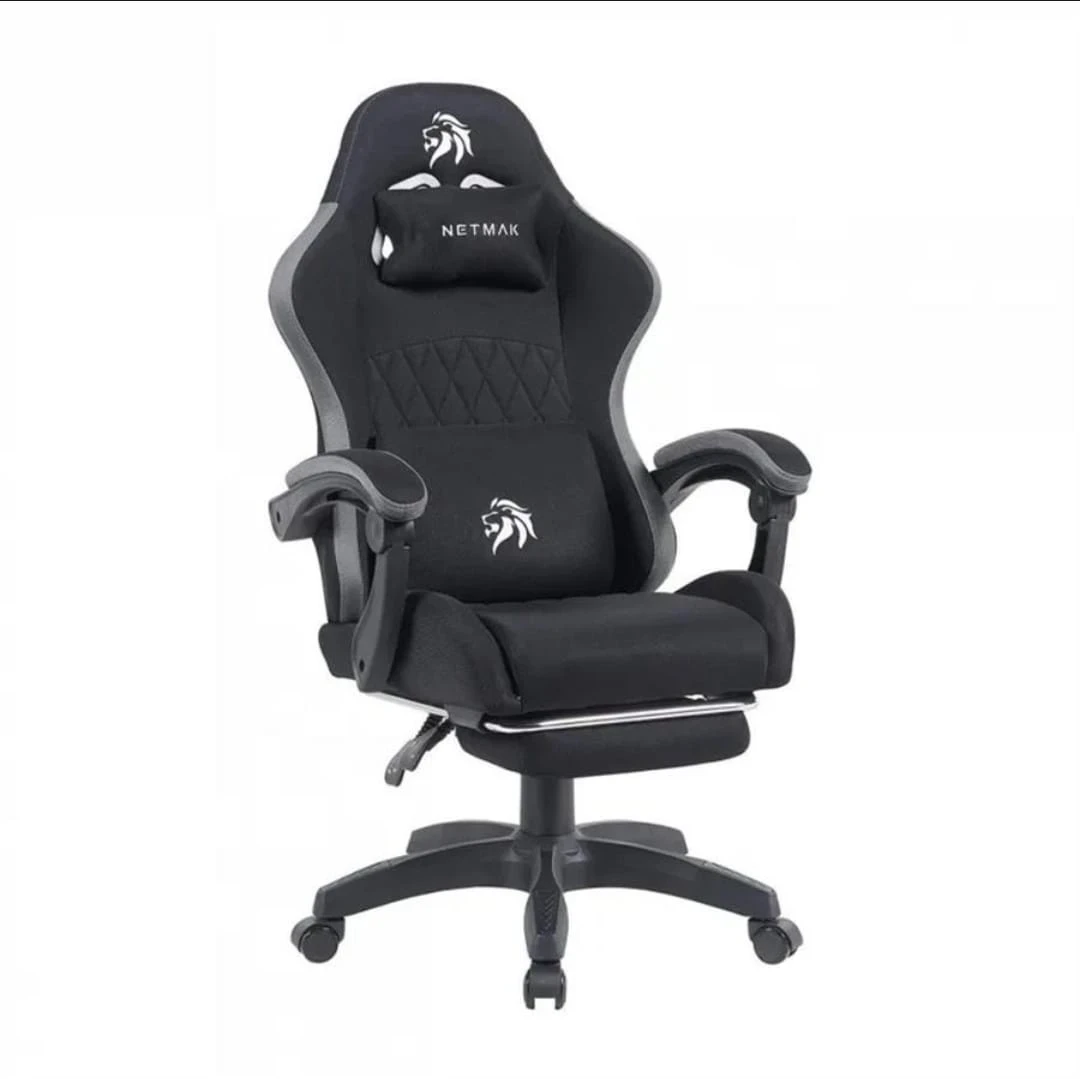 SILLA GAMER NETMAK tela negra NM-SG904 C/APOYA PIES  