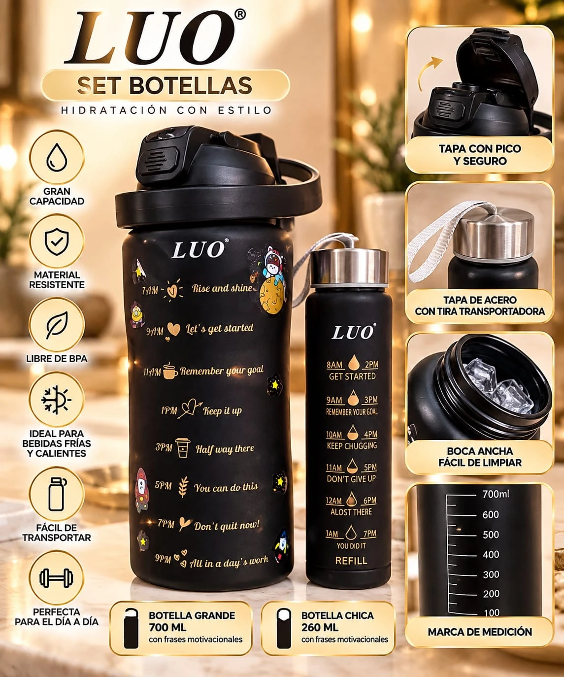 SET DE BOTELLAS LUO
