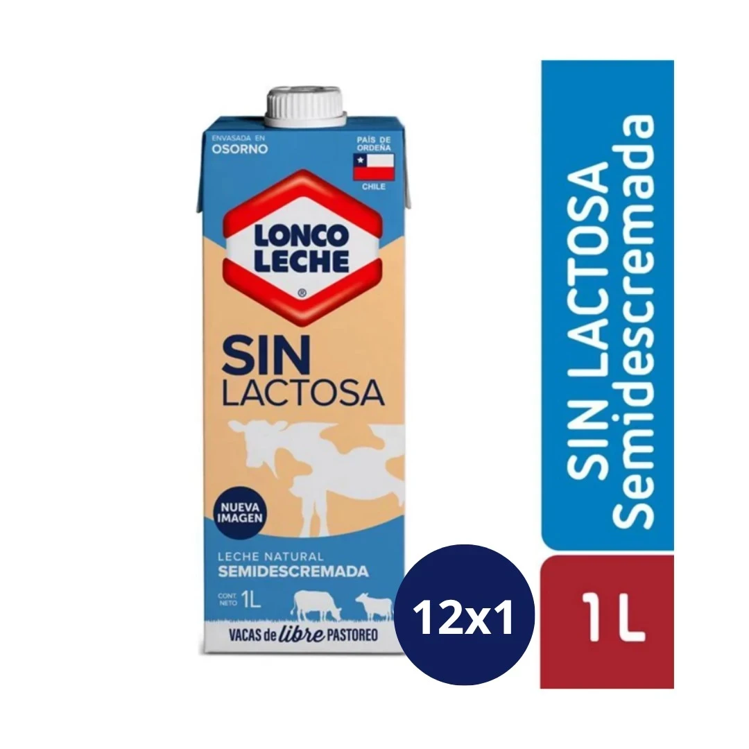 LECHE S/LACTOSA SEMIDESCREMADA LONCO 12X1 LT 