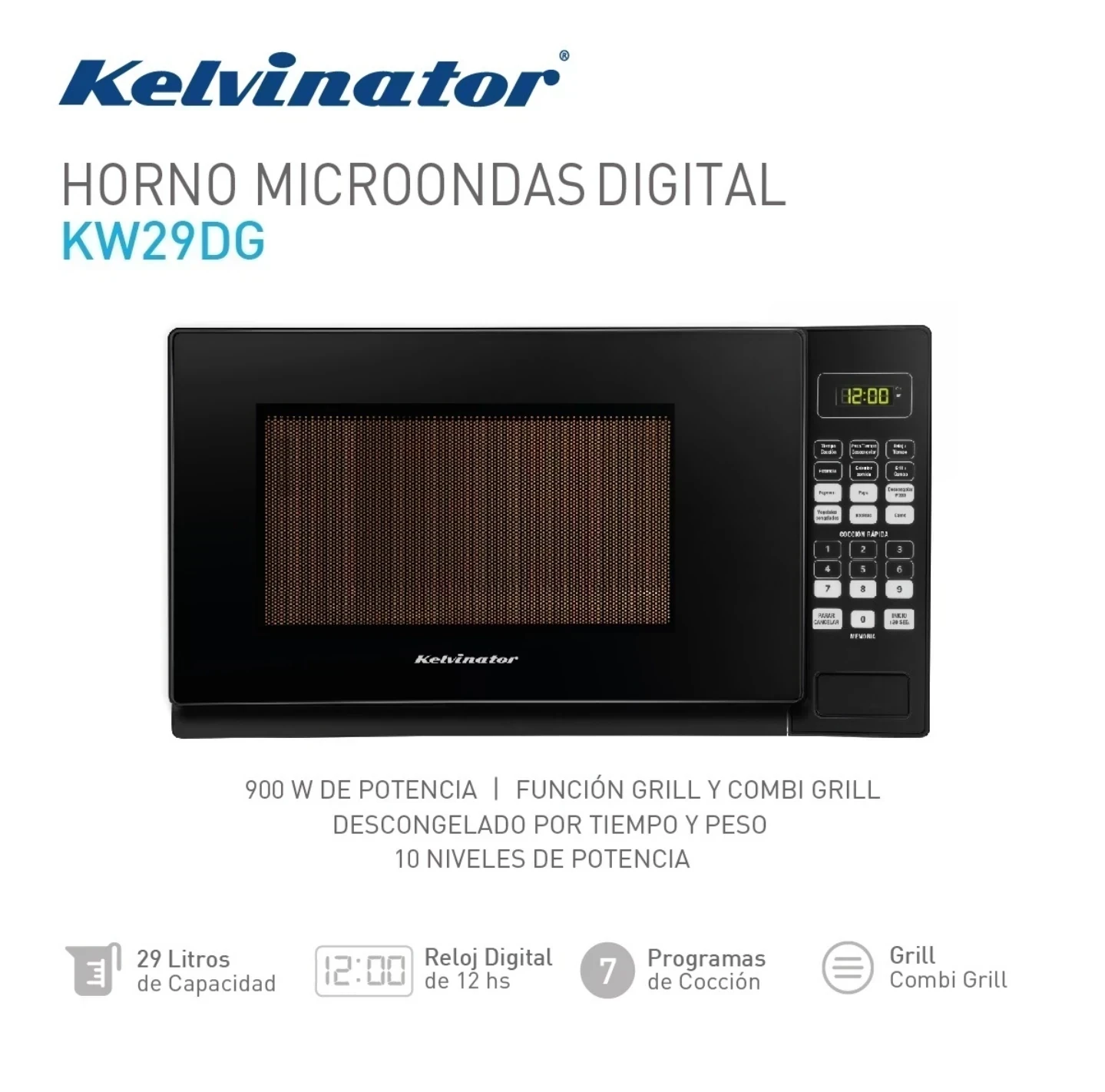Microondas Kelvinator 29 lts KW29DG