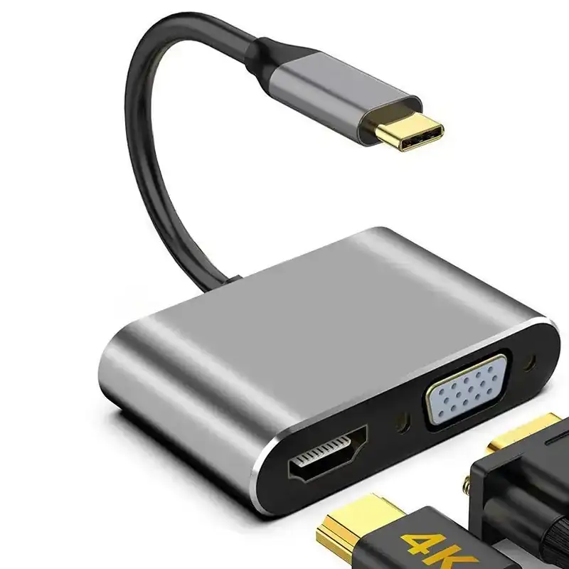STATION TYPE-C A HDMI+VGA+USB+TYPE-C 4 EN 1 MOD: DT04	 $ 4