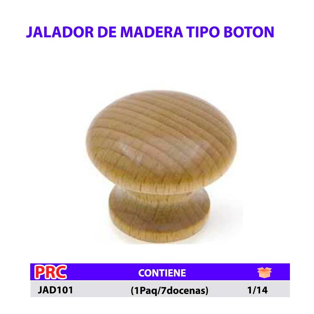 JALADOR DE MADERA TIPO BOTON (Paq/7doc) 