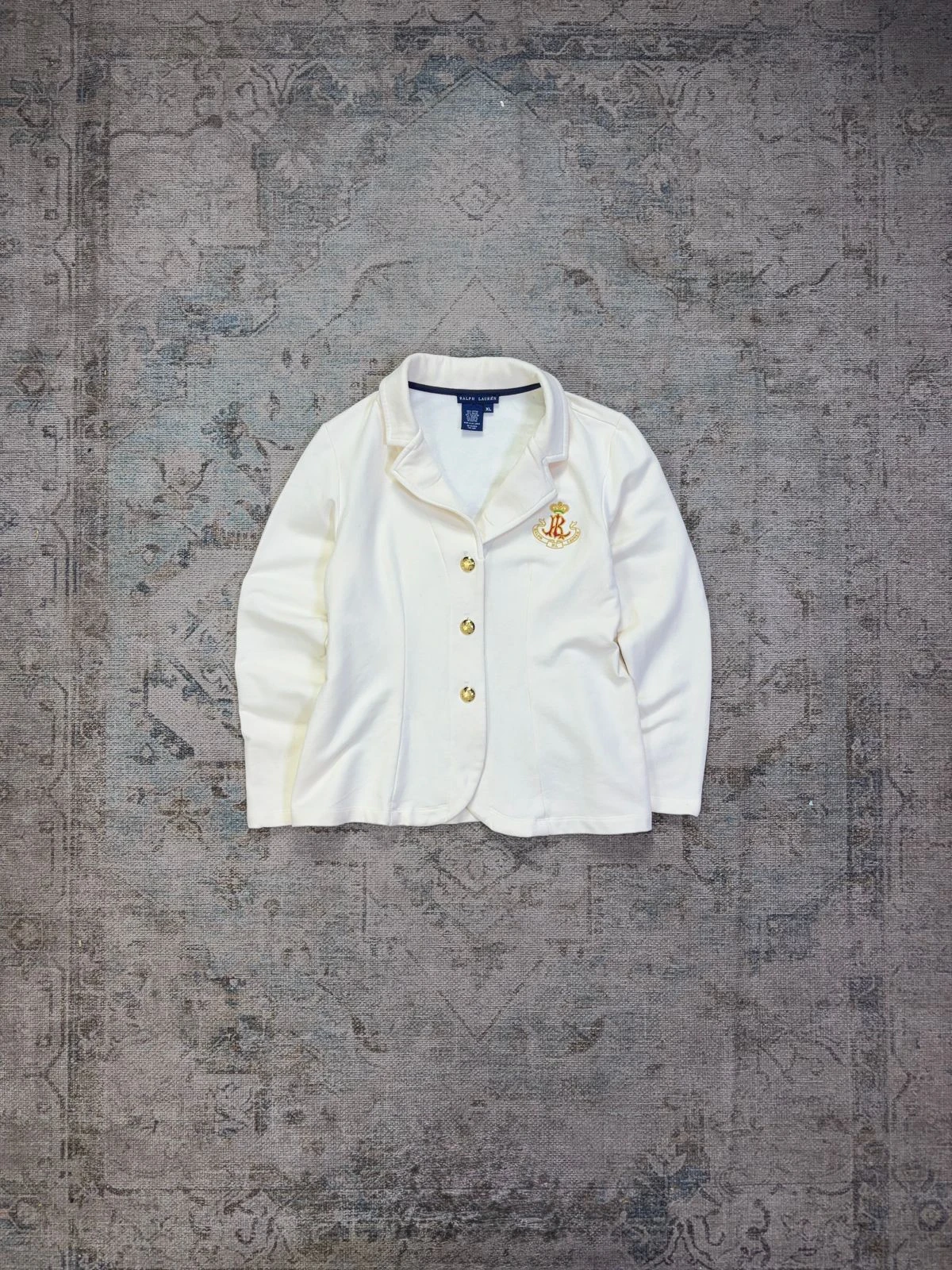 RALPH LAUREN EMBROIDERED CREST KNIT BLAZER 3