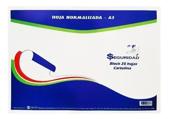Block normalizado formato A3 con margen ,cartulina