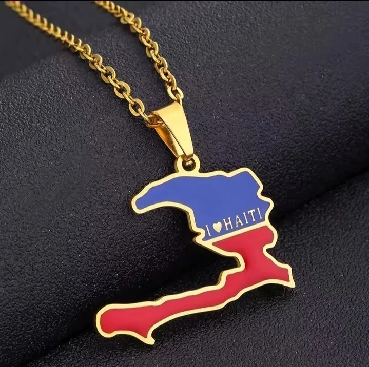 Collar de 50cm con diseño de mapa de Haití, 4