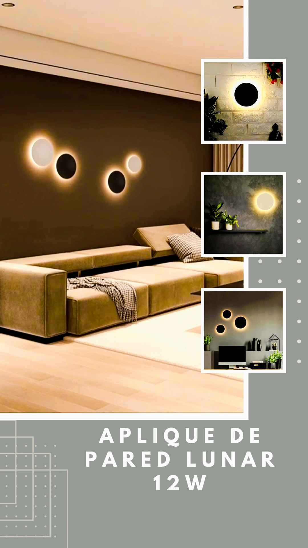  Aplique LED Tipo Luna 12w