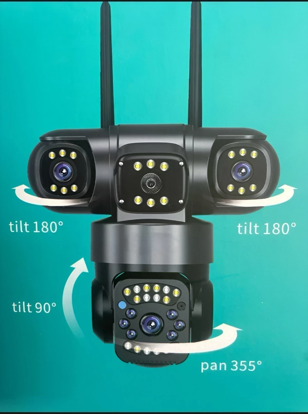 CAMARA DE SEGURIDAD EXTERIOR PTZ 360° BIDIRECCIONAL 4 CAMARAS