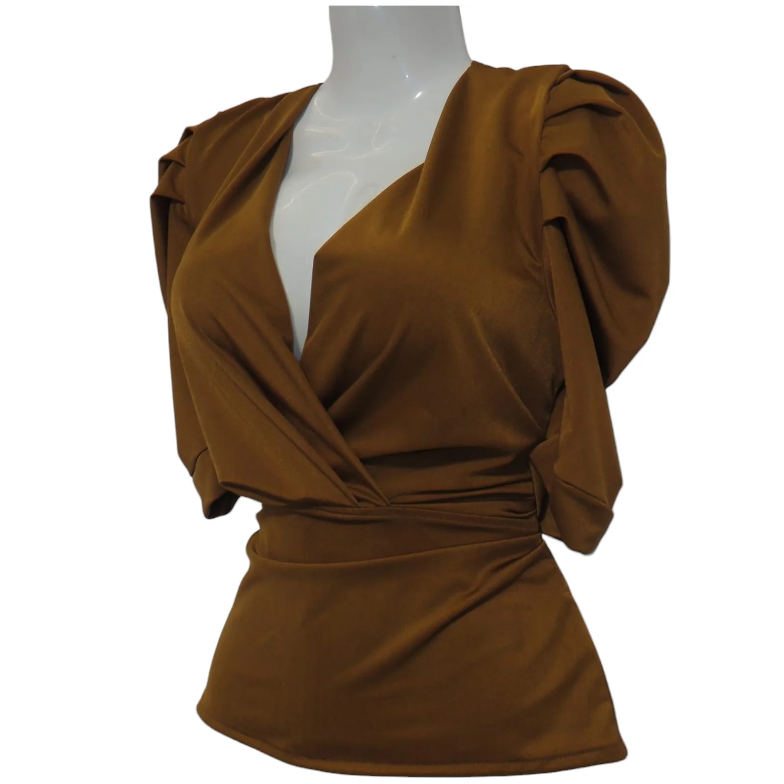 Blusa de satin café 3