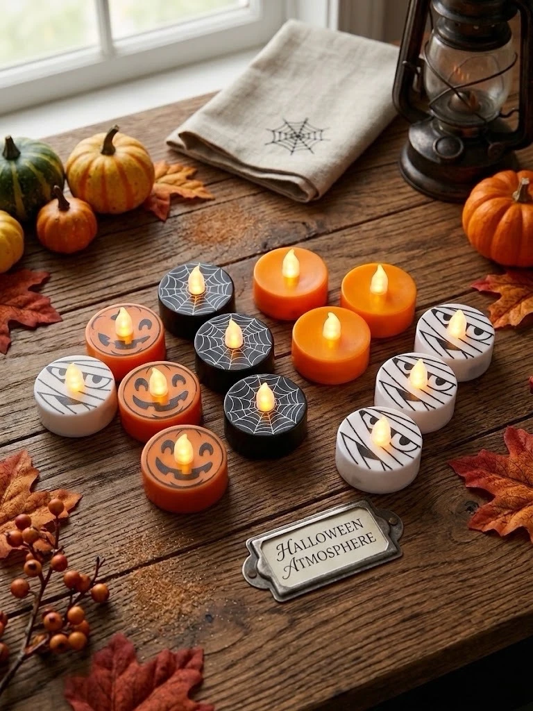 Set 12 Velas LED Halloween Decoración Candelas De Té Surtidas