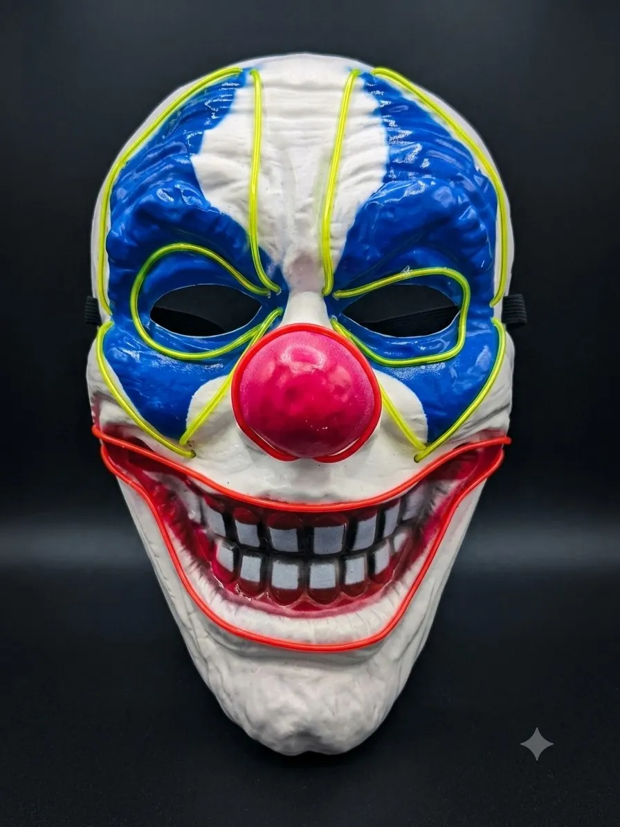 Mascara rigida doble hilo led payaso sonriente 