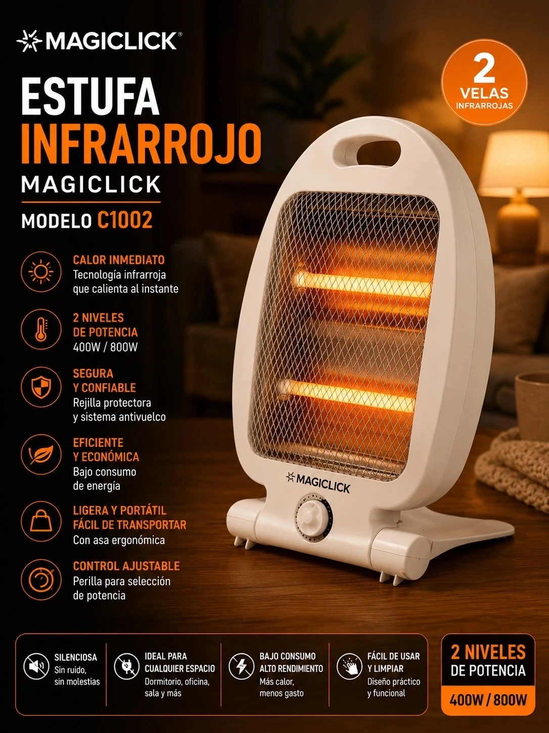 ESTUFA ELECTRICA INFRARROJO MAGICLICK C1002