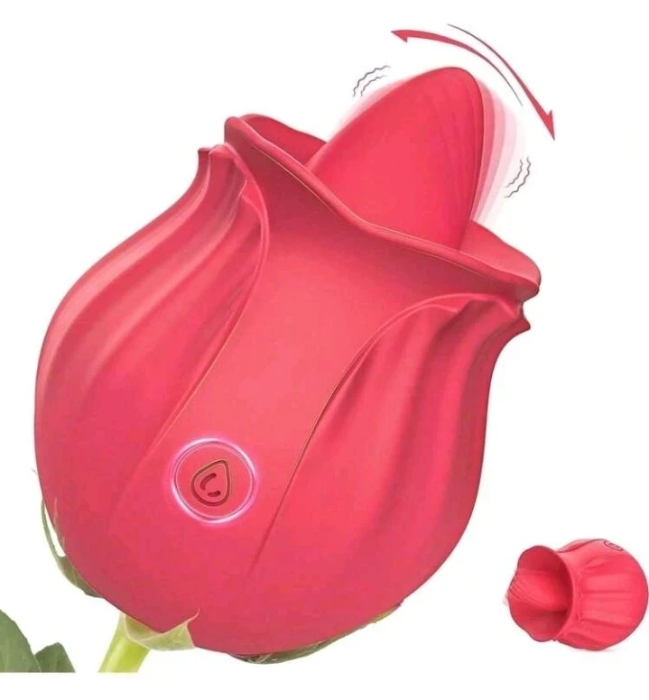  Juguete sexual vibrador de lengua que lame el clítoris en forma de rosa para mujeres 5