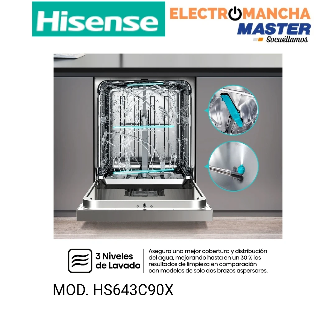 LAVAVAJILLAS HISENSE HS643C90X INOX 3 BANDEJA C 8
