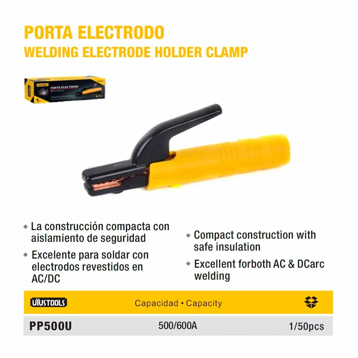 PORTA ELECTRODO UYUST (PP500U) 500A