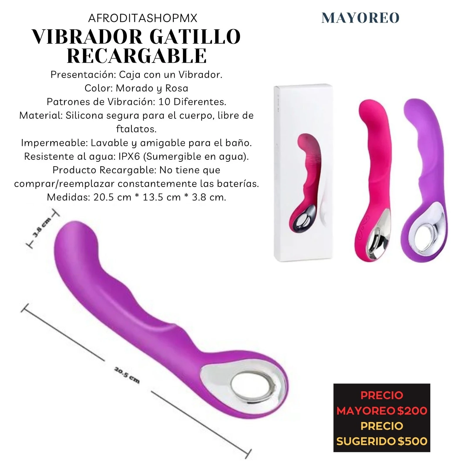VIBRADOR GATILLO RECARGABLE