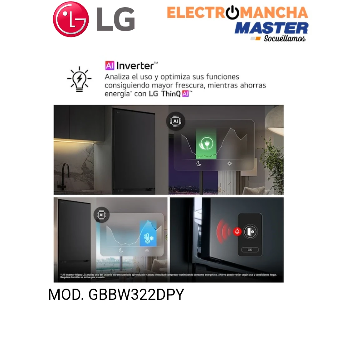 FRIGO COMBI LG GBBW322DPY NF INOX 2,03*70 CLASE D 5