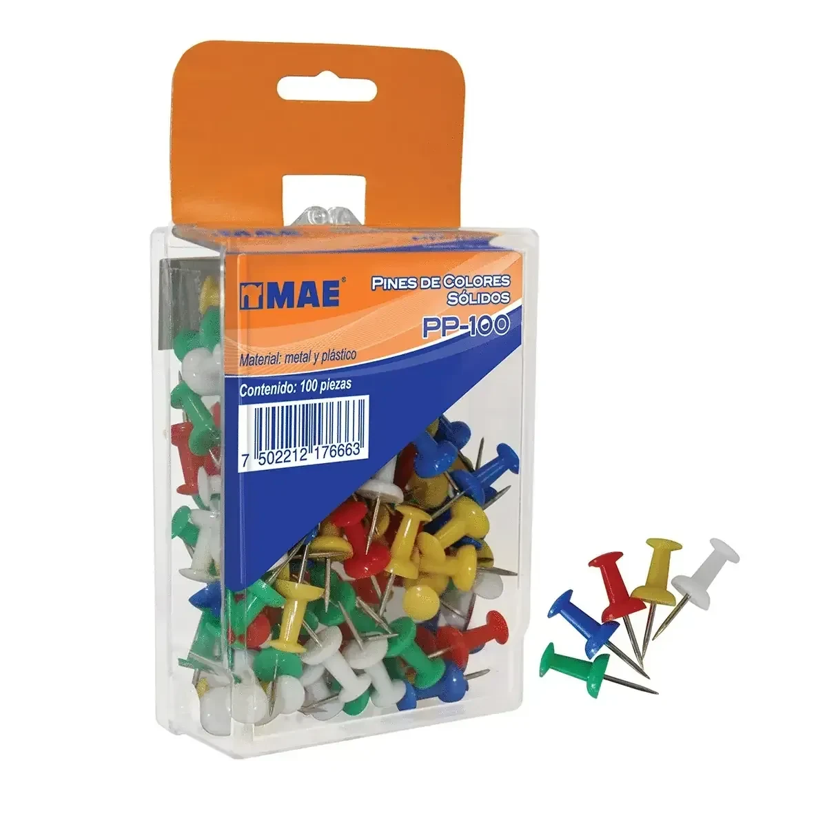 Chinchetas de colores con 100