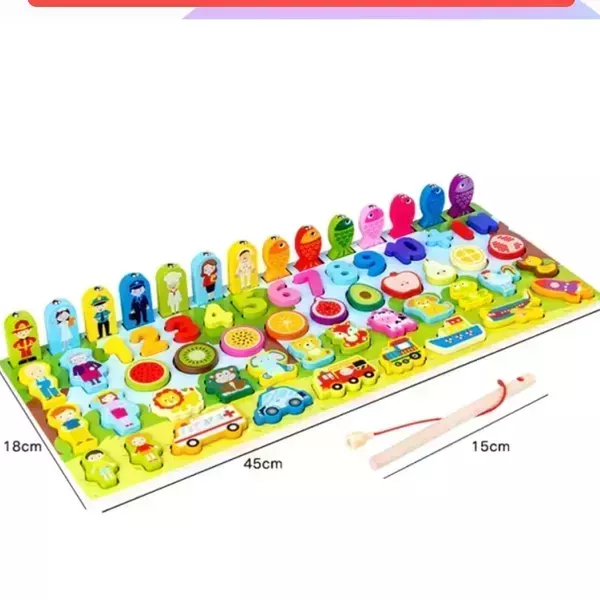 Juego montessori pesca y figuras 2