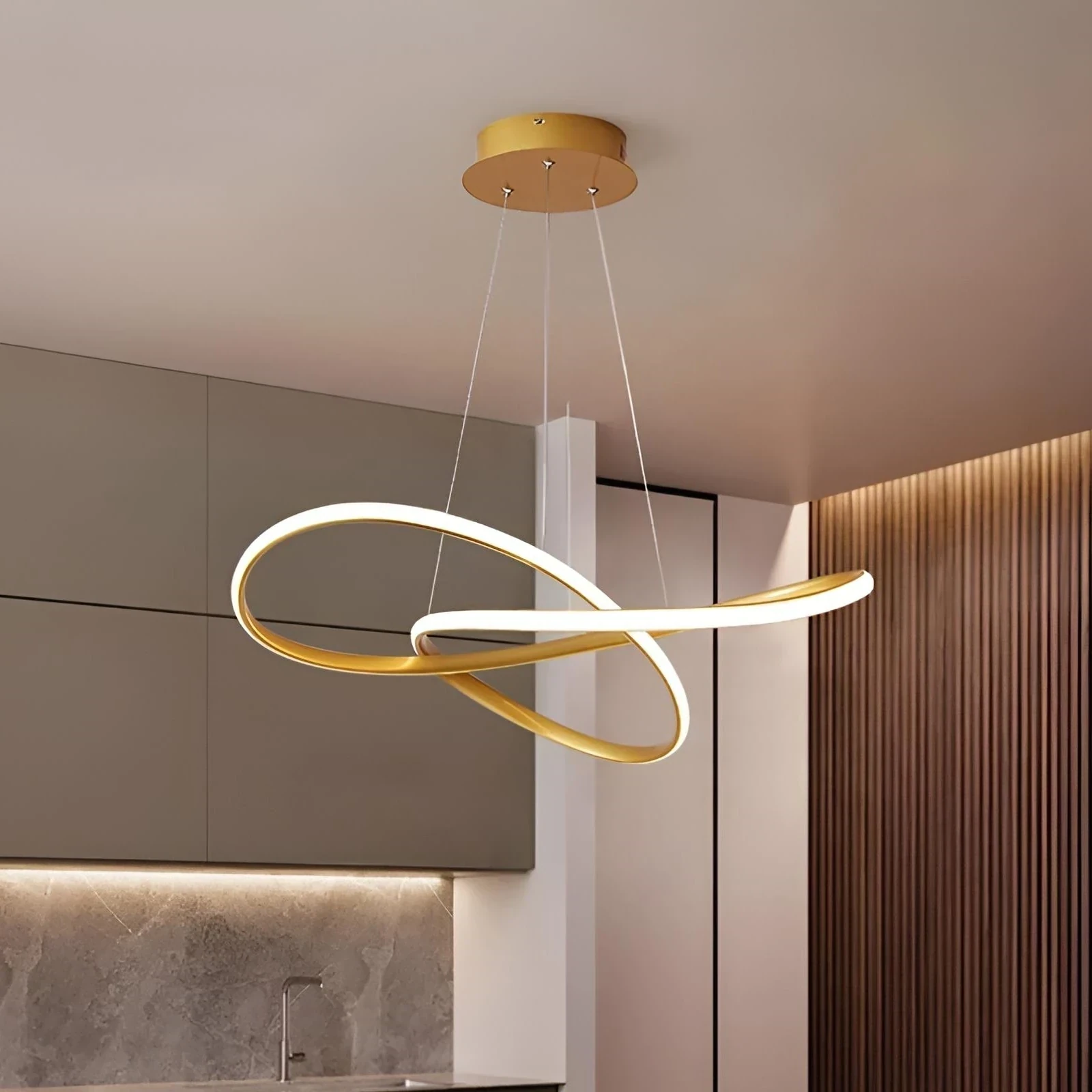 LAMPARA COLGANTE LED ORBIT DORADA 45W