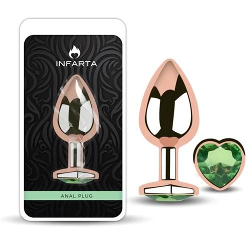 Anal Plug Heart Love Rose Metal Small Dark Green