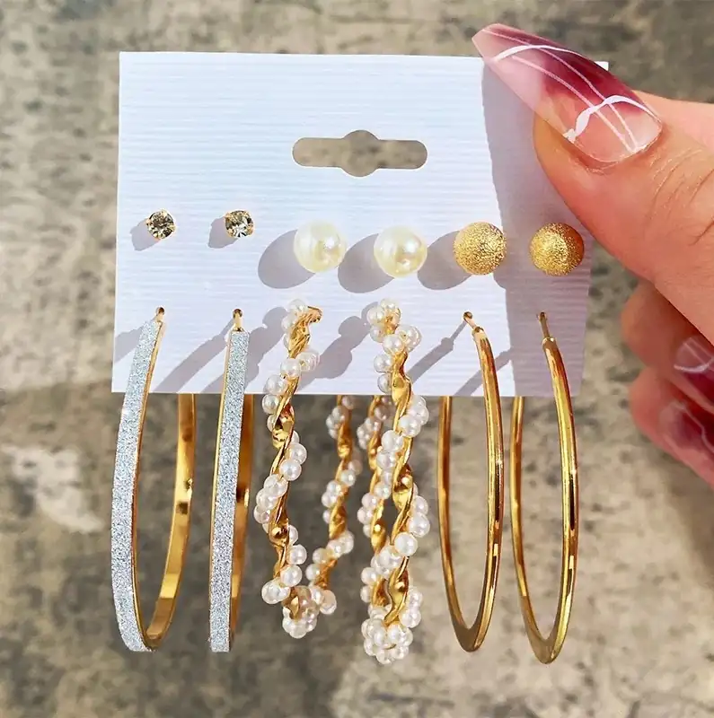 Set de Aretes con perlas 