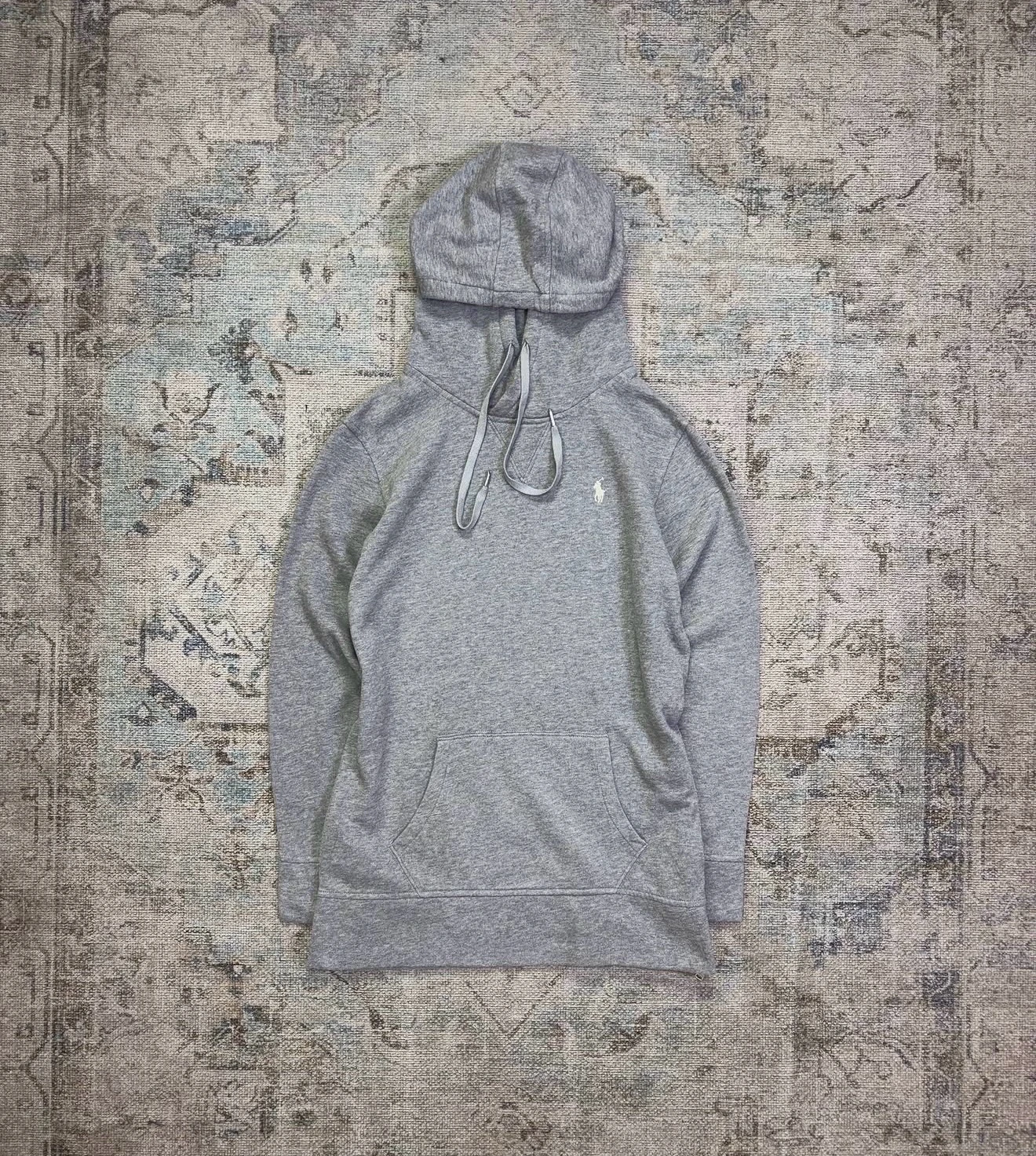 Sudadera larga / tipo Vestido con capucha Polo Ralph Lauren gris con detalles de cremalleras laterales Mujer 👩  