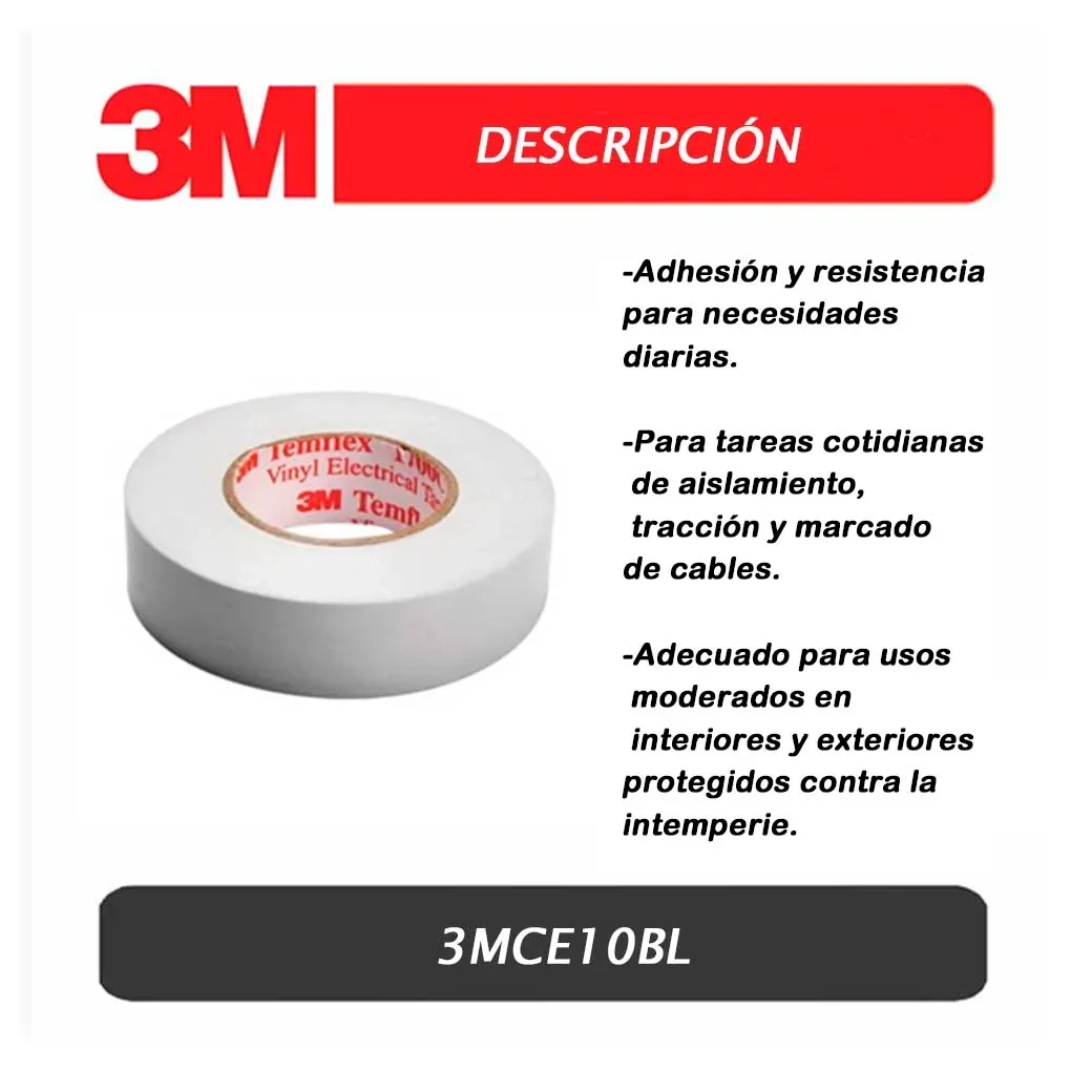 CINTA AISLANTE 3M BLANCO 10 YARD X 19MM X 0.18MM