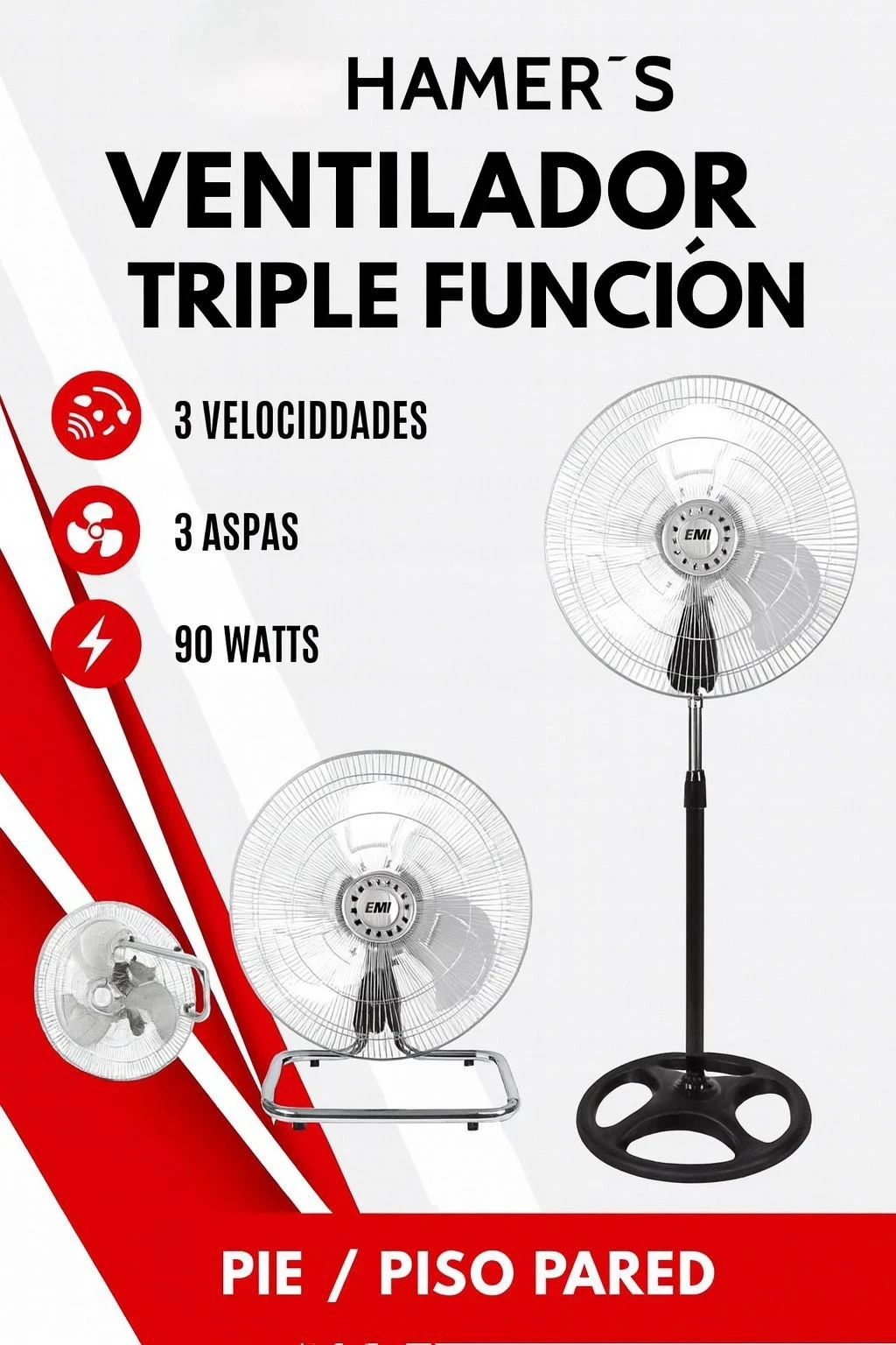  VENTILADOR HAMMER'S 3 EN 1 18" 90W