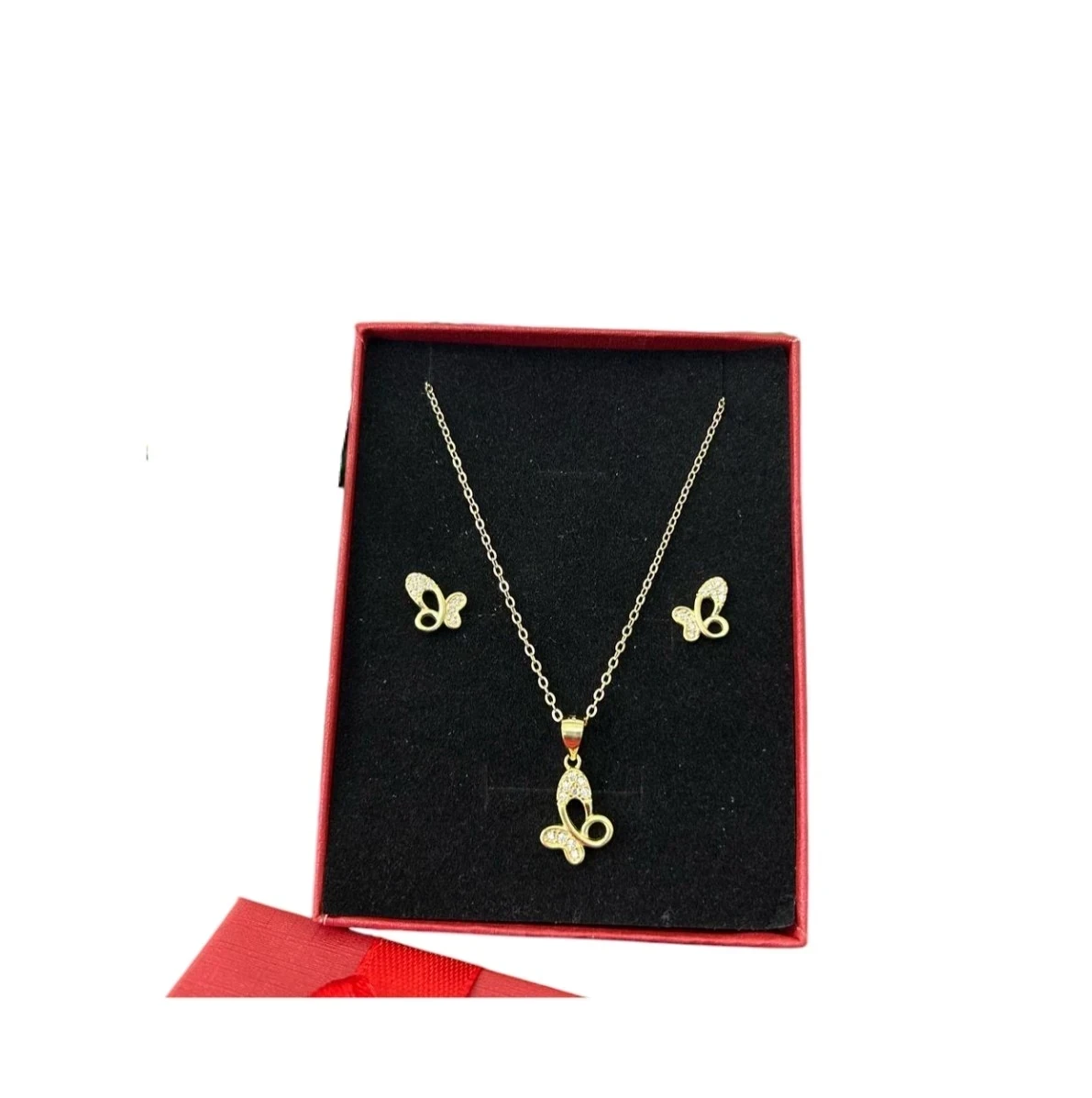 Juego Cadena y Aretes Mariposa 