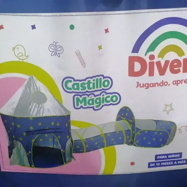 Carpa castillo azul con tunel y piscina  3